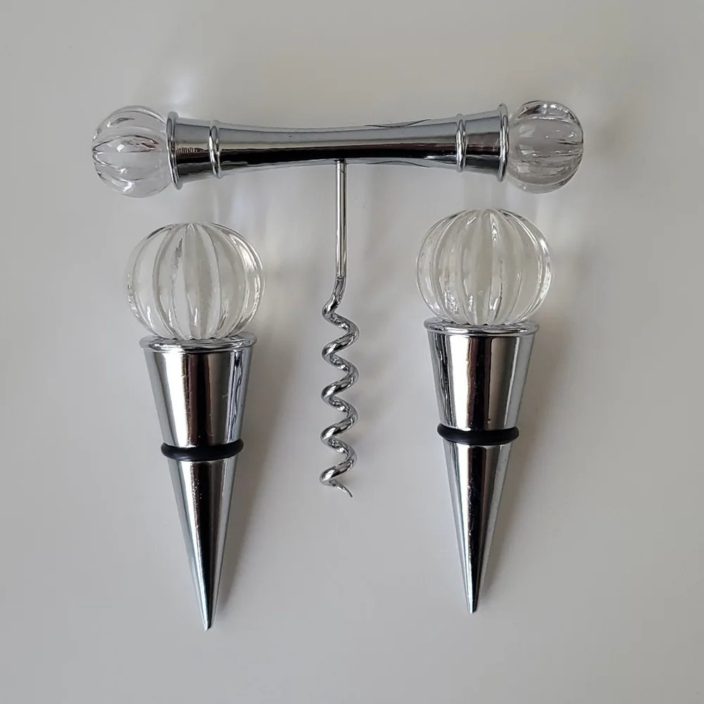 Royal Limited Vintage Crystal Corkscrew Wine Opener with 2 Wine Stoppers Box Set